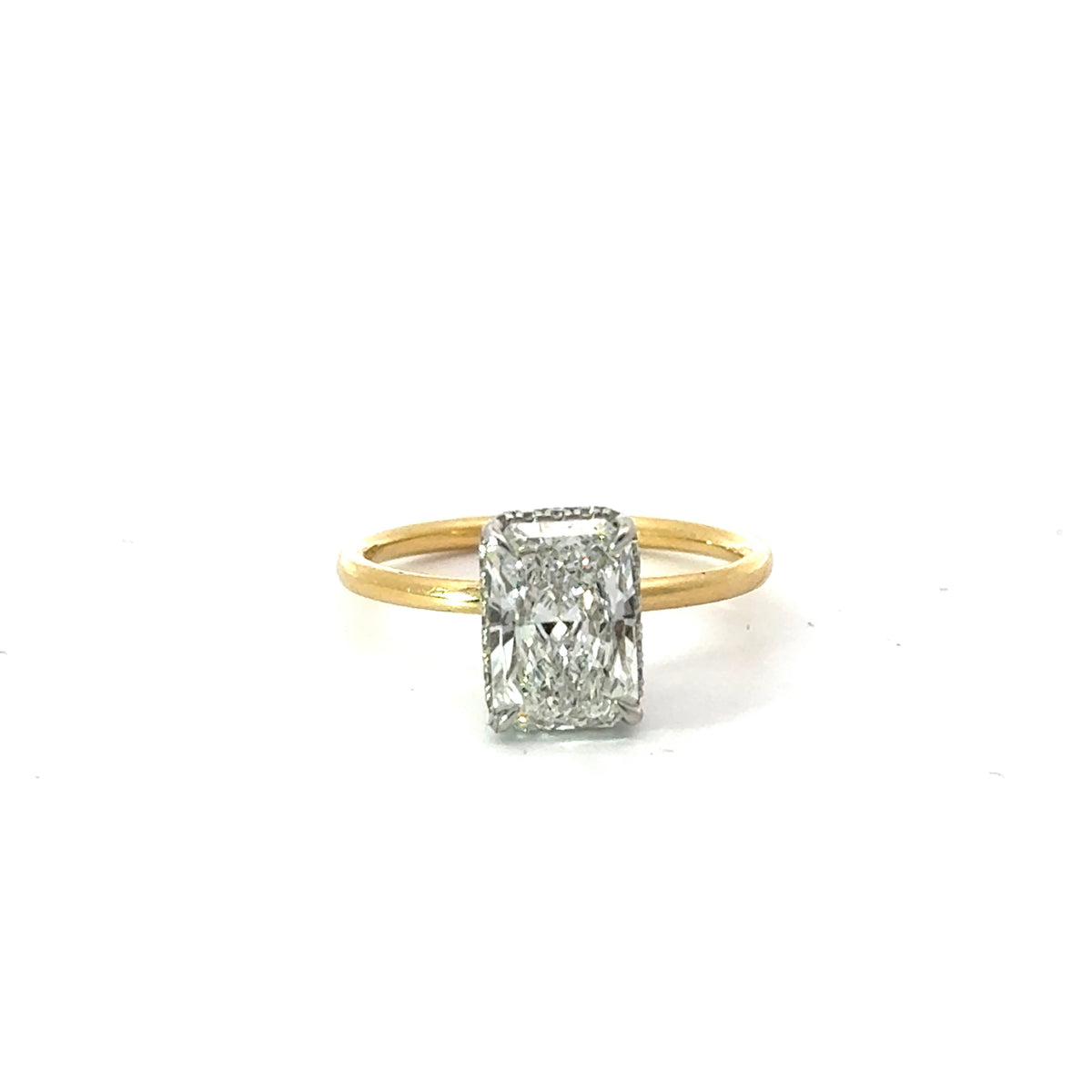 Radiant Cut Diamond Wrap Around Reverse Halo Design- Choice of .50ct / .80ct / 1.00ct or 1.20ct Centre Diamond