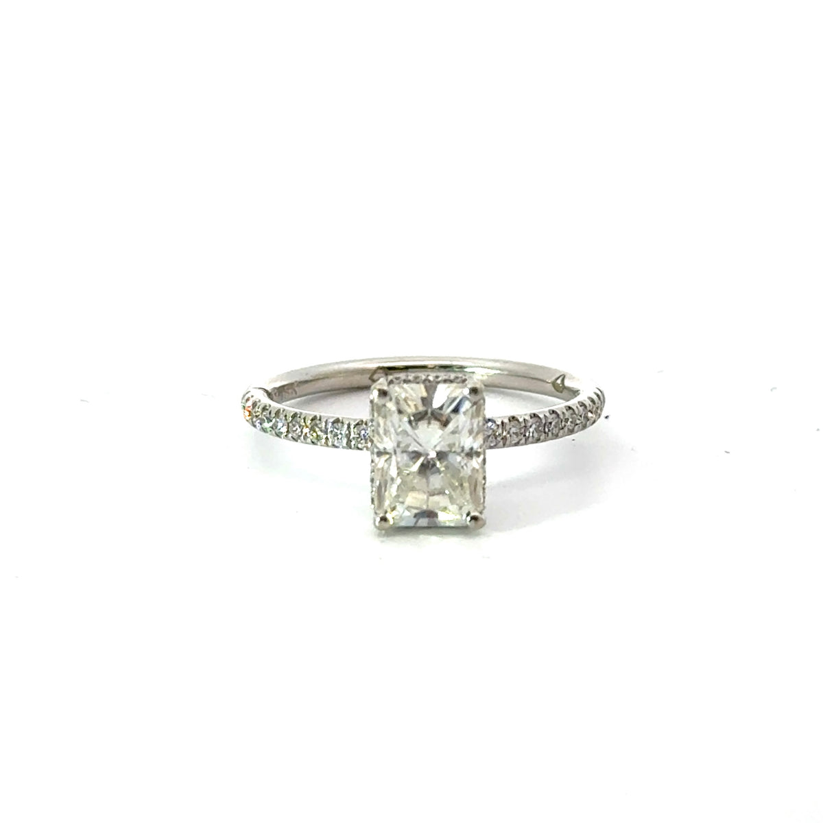 Radiant Cut Reverse Halo and Italian Pave Engagement Ring Design- Choice of .50ct / .80ct / 1.00ct or 1.20ct Centre Diamond