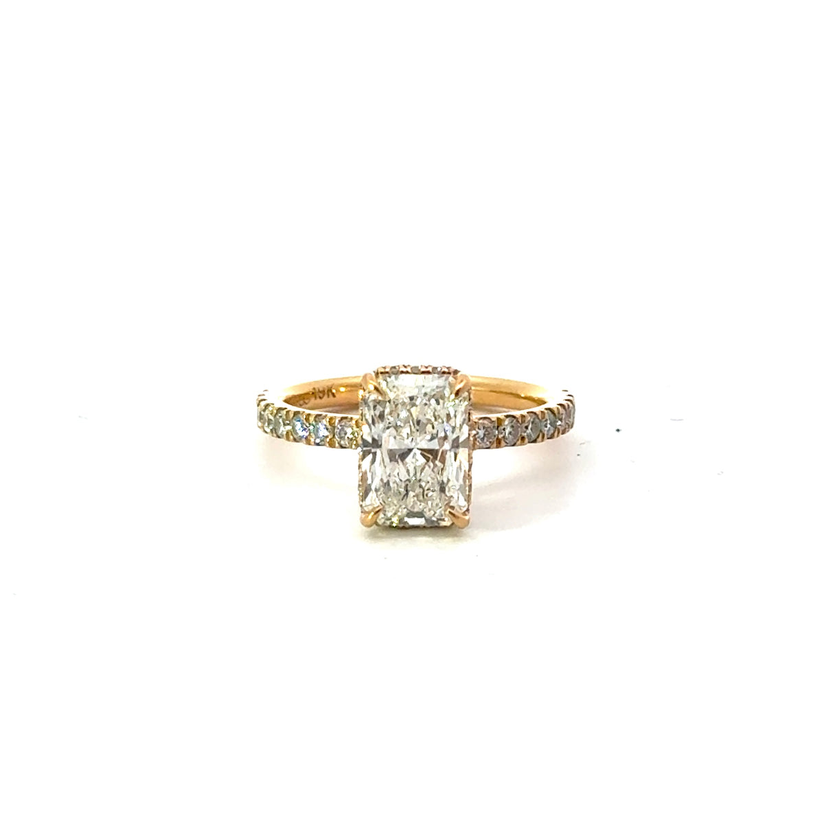 Radiant Cut Reverse Halo and Italian Pave Engagement Ring Design- Choice of .50ct / .80ct / 1.00ct or 1.20ct Centre Diamond