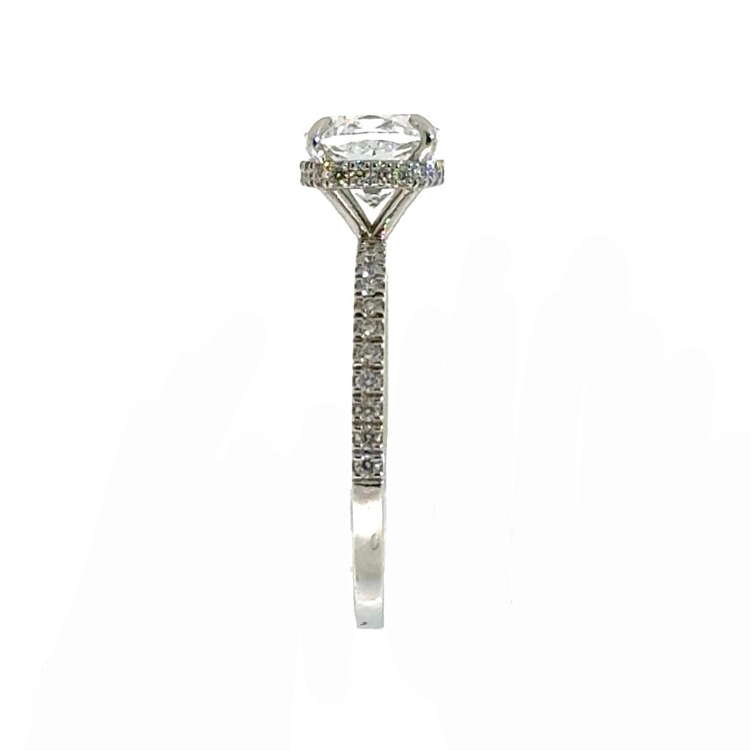 Square Cushion Cut Reverse Halo / Italian Pave Engagement Ring Design- Choice of 1.00ct / 1.50ct / 2.00ct or 2.50ct Centre Diamond