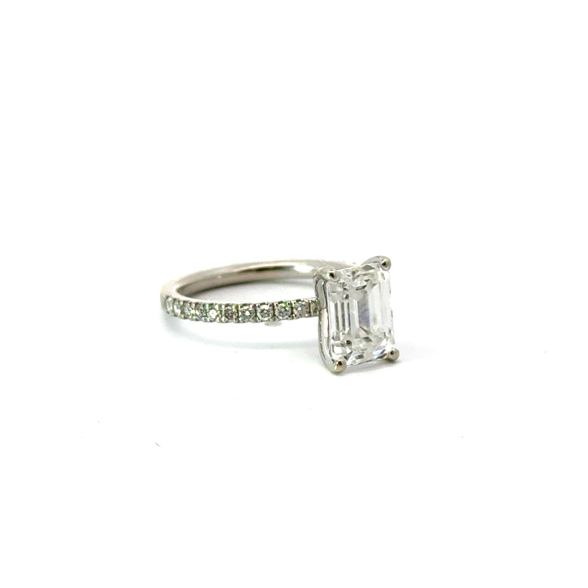 Emerald Cut Diamond- Italian Pave Non-Cathedral Design-Choice of 1.00ct / 1.50ct / 2.00ct or 2.50ct Centre Diamond