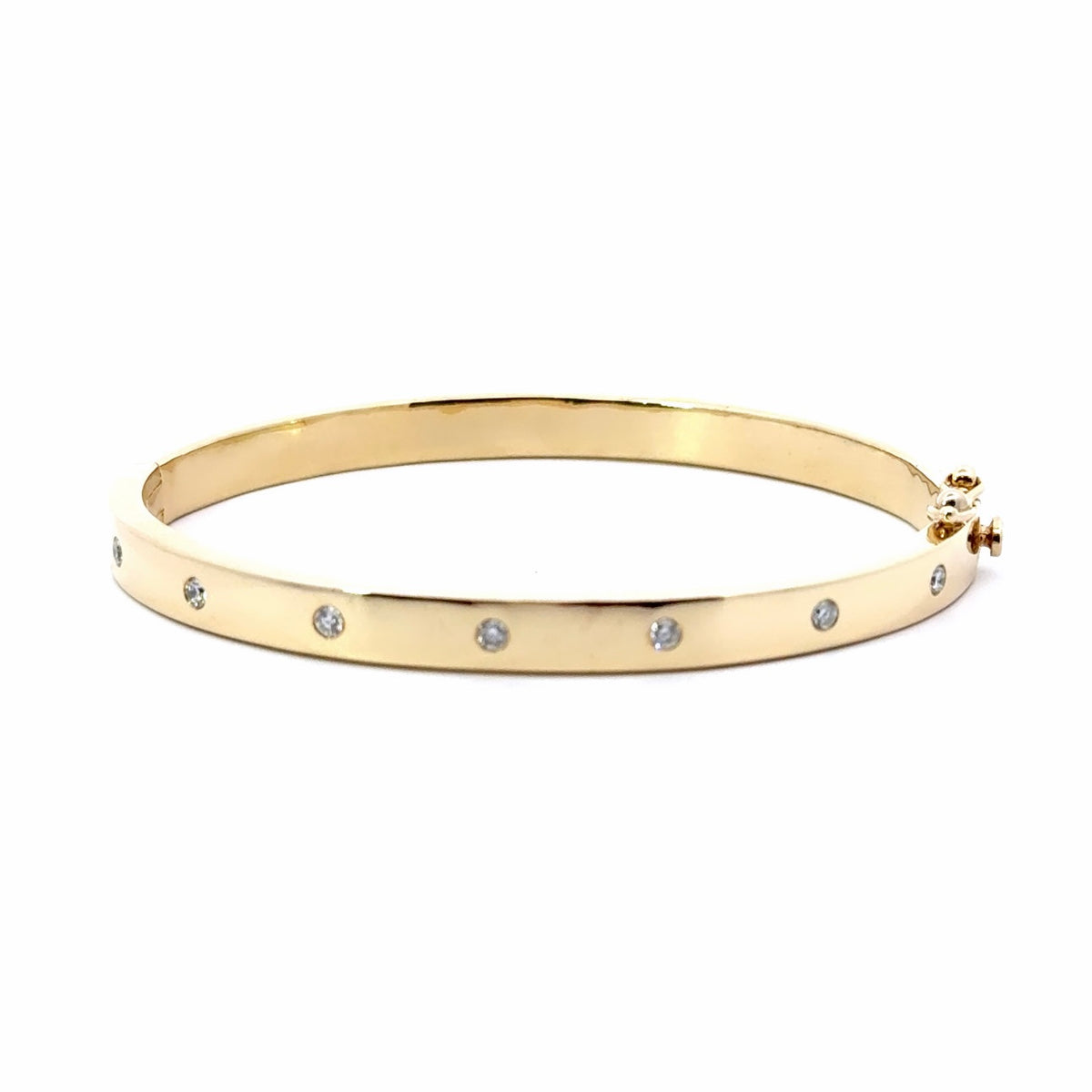 Lab or Natural  Diamond Single Shiny Diamond Bangle Bracelet- Choice of White Gold or Yellow Gold -.25ct TW