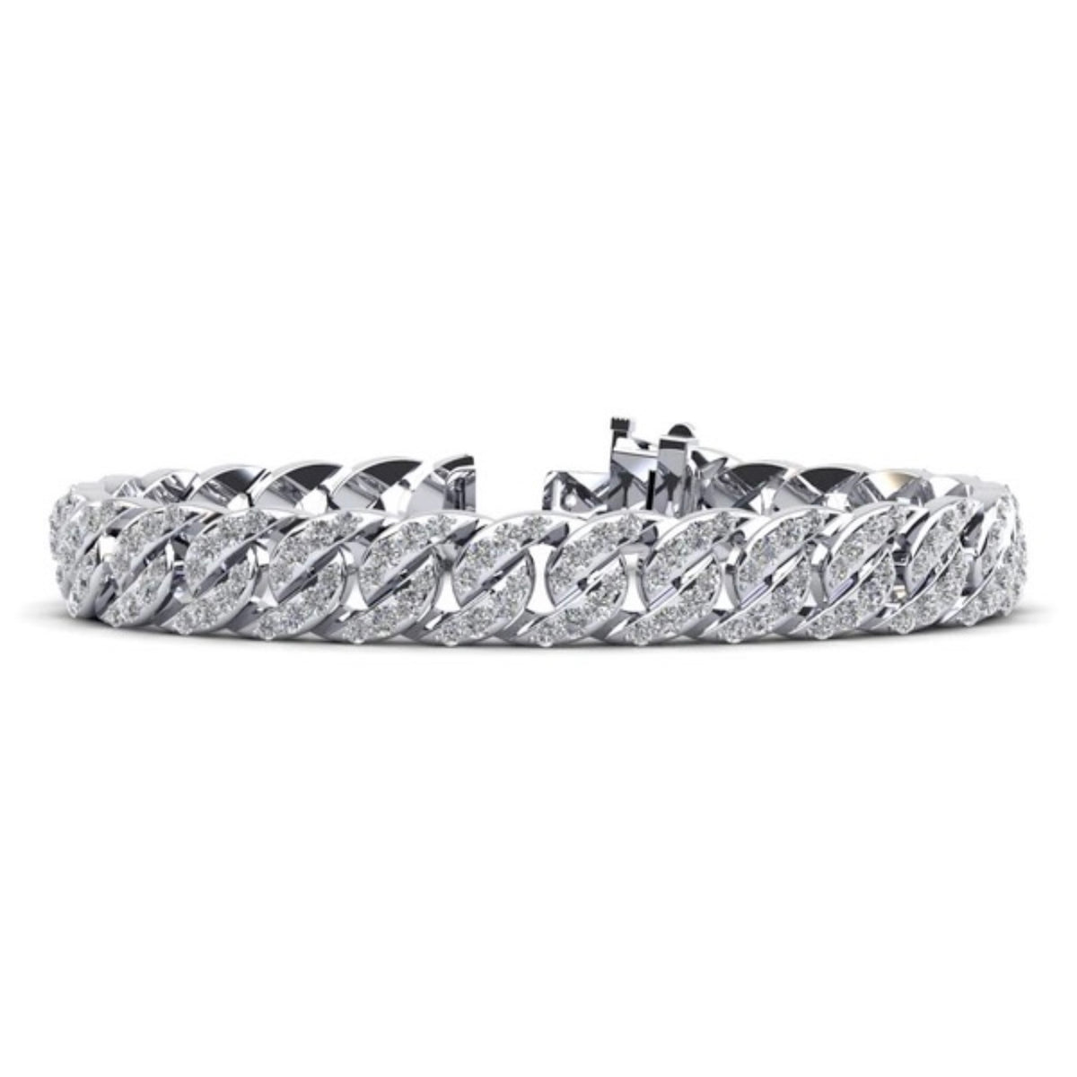 Men&#39;s Overlapping Cuban Link Diamond Bracelet- Choice of Natural or Lab Diamonds - 6.16ct Total Weight