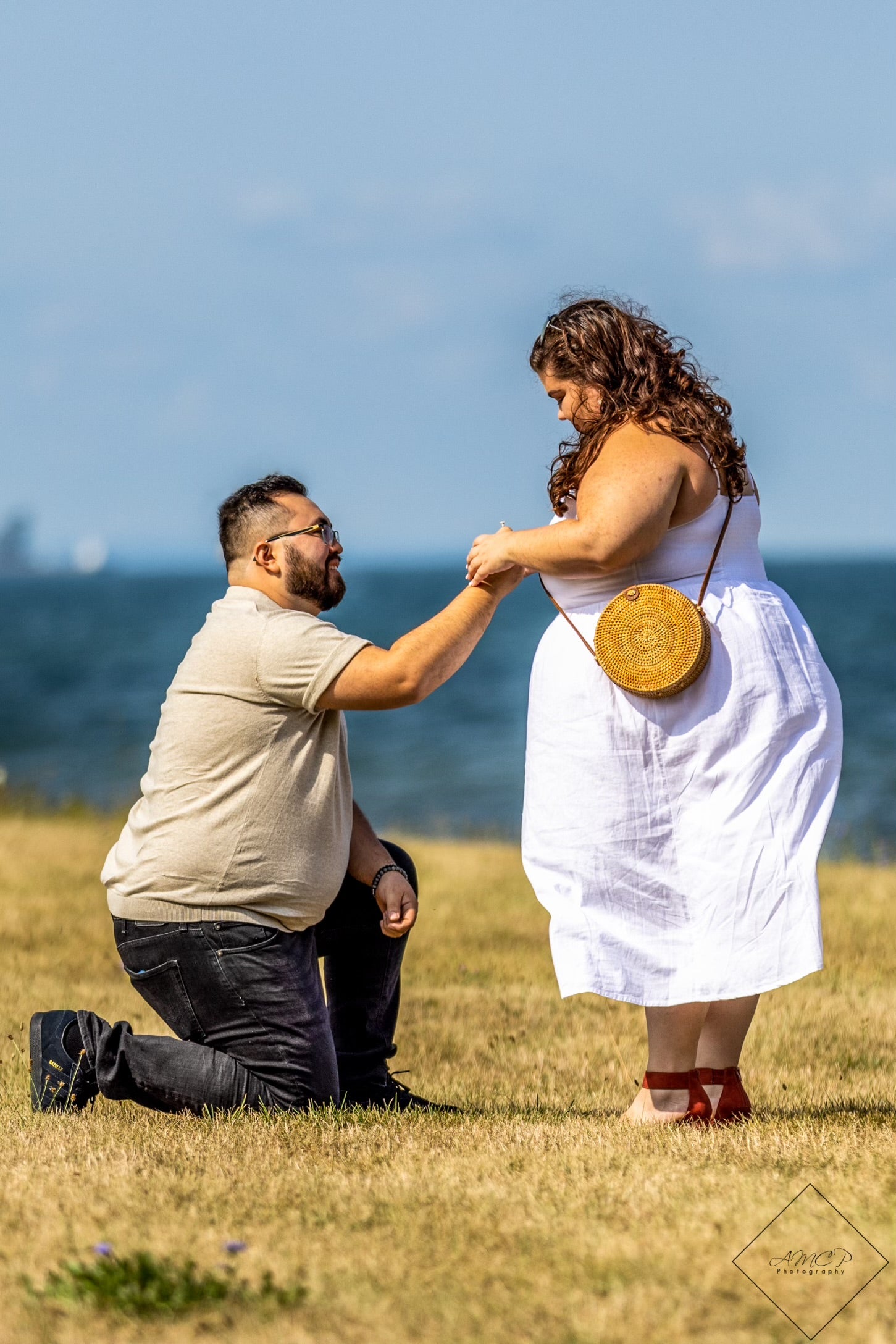 Lakeside proposal on one knee