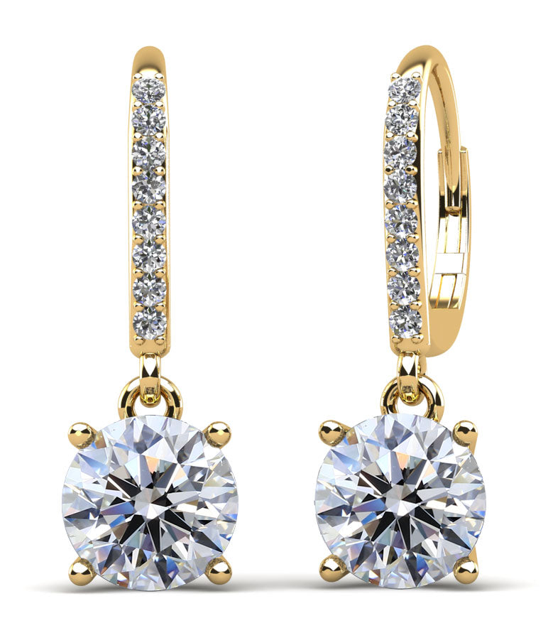 Brilliant Diamond Drop Earrings- Choice of Lab or Natural Diamonds - .48ct TW to 1.50ct TW