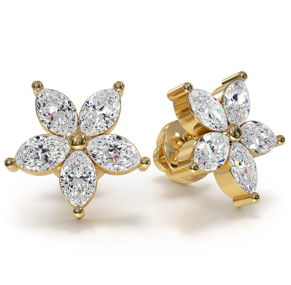 Ten Marquise Diamond Stud Earrings- Choice of 1.10ct or 2.00ct