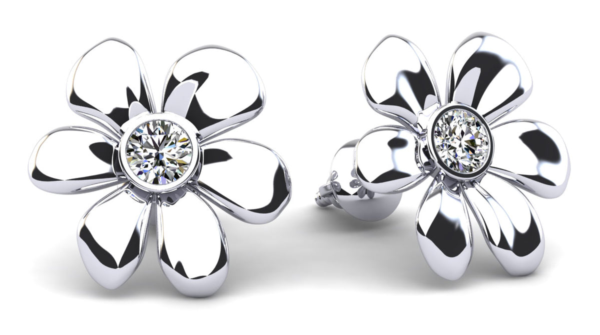 Floral Diamond Studs- Choice of Lab or Natural Diamonds - .12ct to .57ct TW