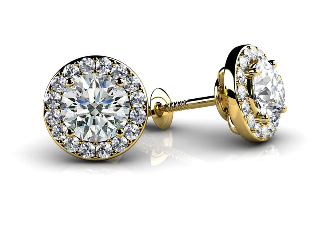 Circle Designer Diamond Stud Earrings- Choice of Lab or Natural Diamonds - .66ct TW to 1.58ct TW