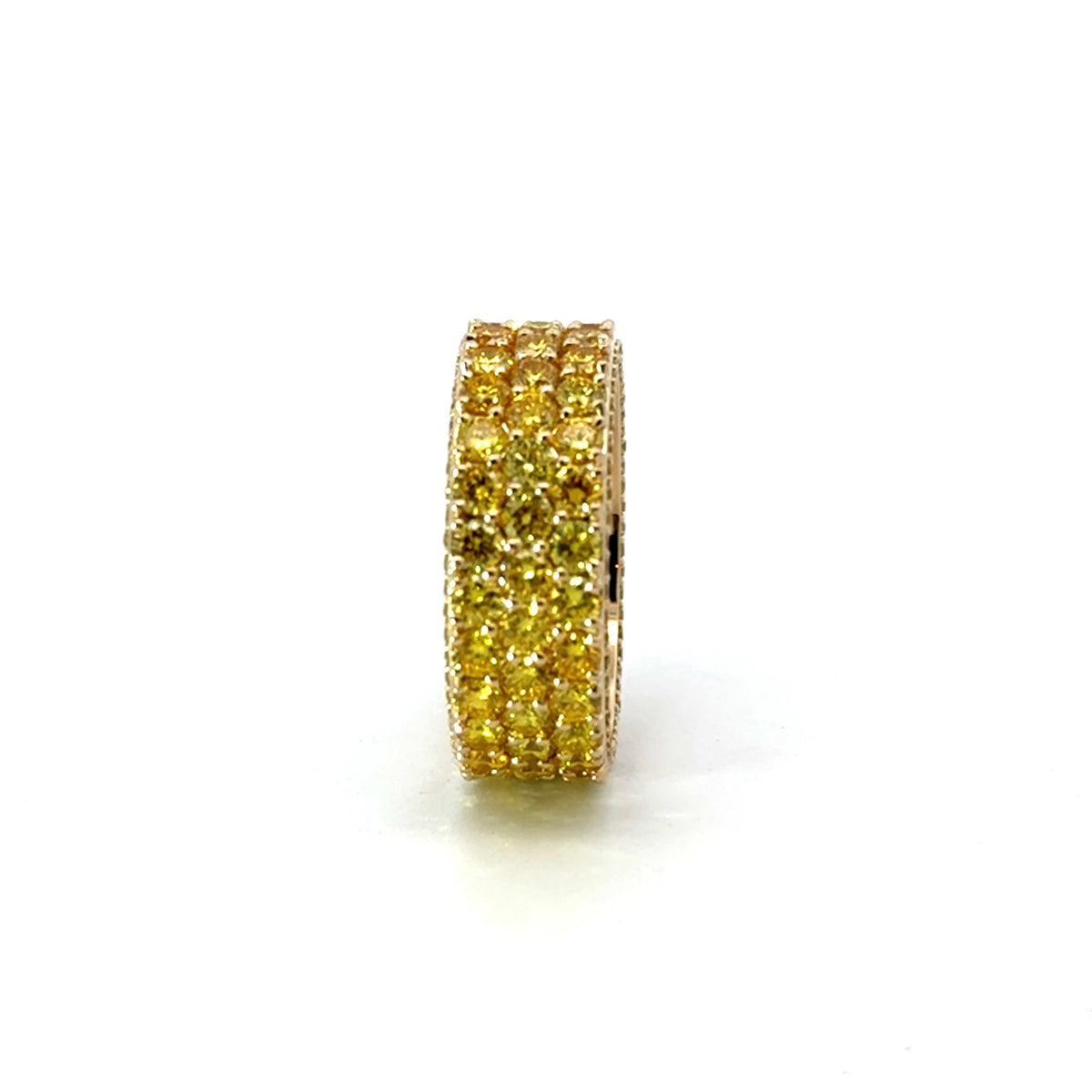 Men&#39;s 8MM Yellow Diamond Eternity Wedding Band- 7.20ct TW