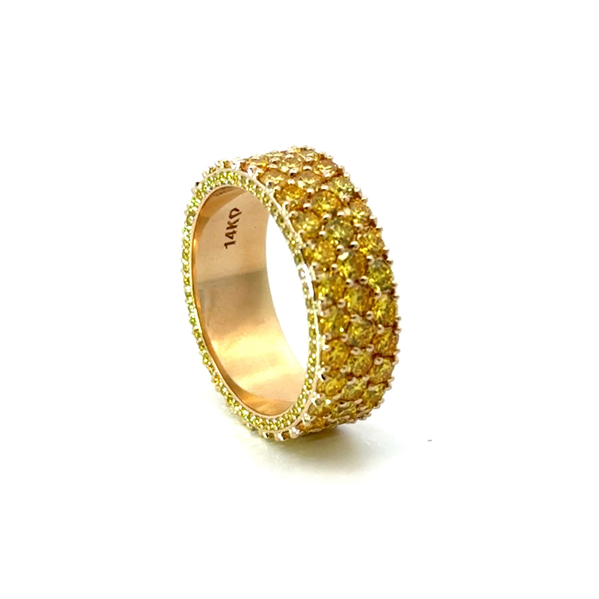 Men&#39;s 8MM Yellow Diamond Eternity Wedding Band- 7.20ct TW