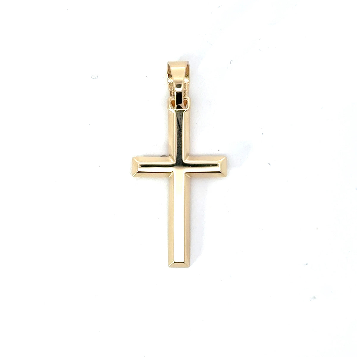 14KT Bevelled Cross - 1&quot;