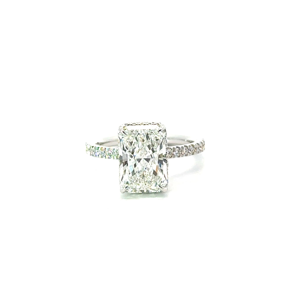 Radiant Cut Lab Reverse Halo / Italian Pave Engagement Ring Design- Choice of 1.00ct / 1.50ct / 2.00ct or 2.50ct Centre Diamond