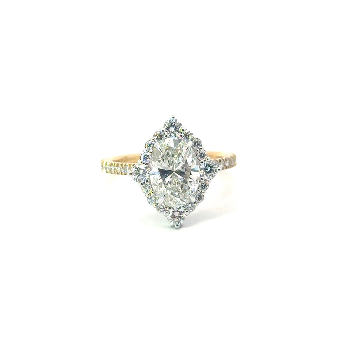 Oval Cut Lab Diamond - Italian Pave Design with Fancy Halo- Choice of 1.00ct / 1.50ct / 2.00ct or 2.50ct