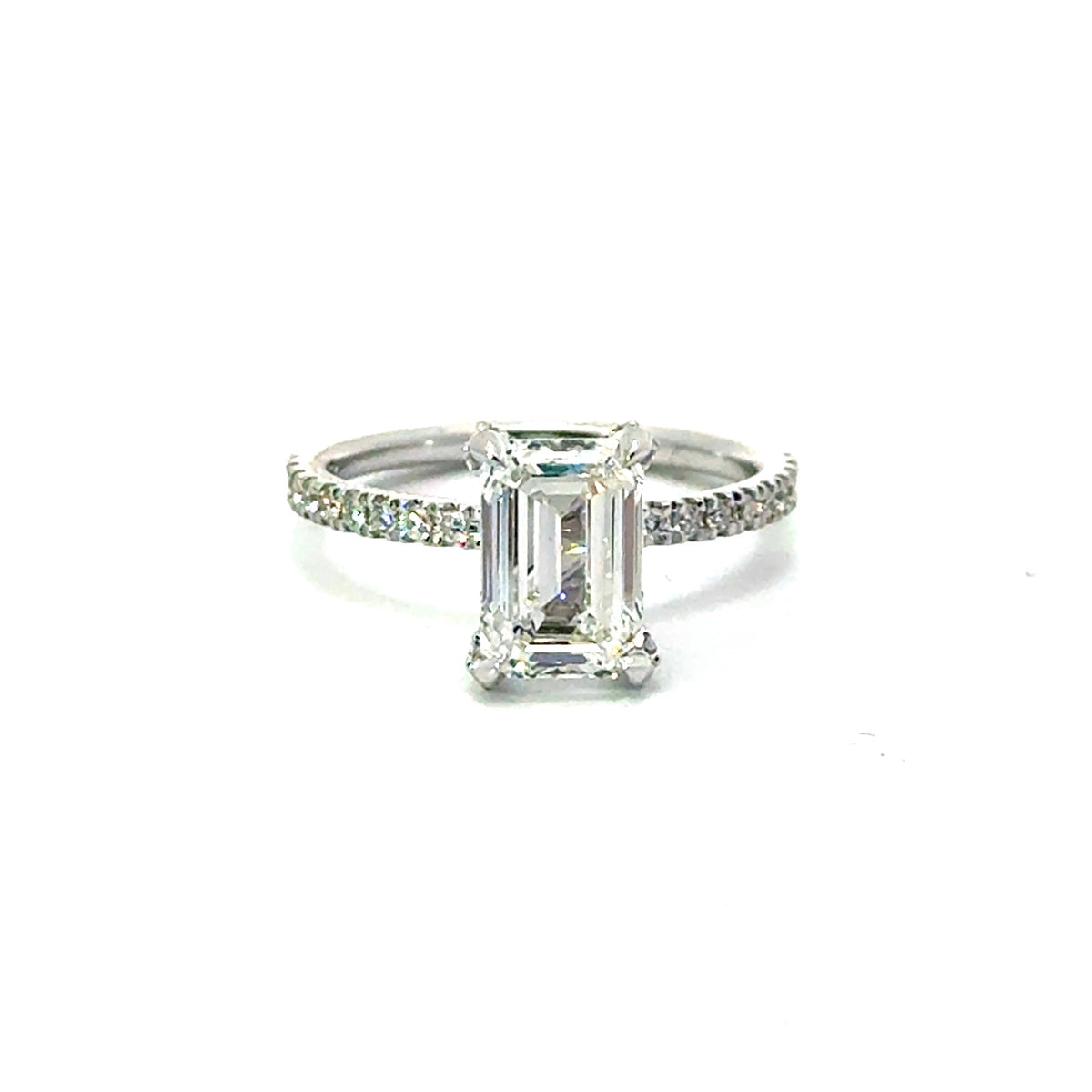 Emerald Cut Lab Diamond Italian Pave Design with Diamonds on Prongs- Choice of 1.00ct / 1.50ct/ 2.00ct or 2.50ct