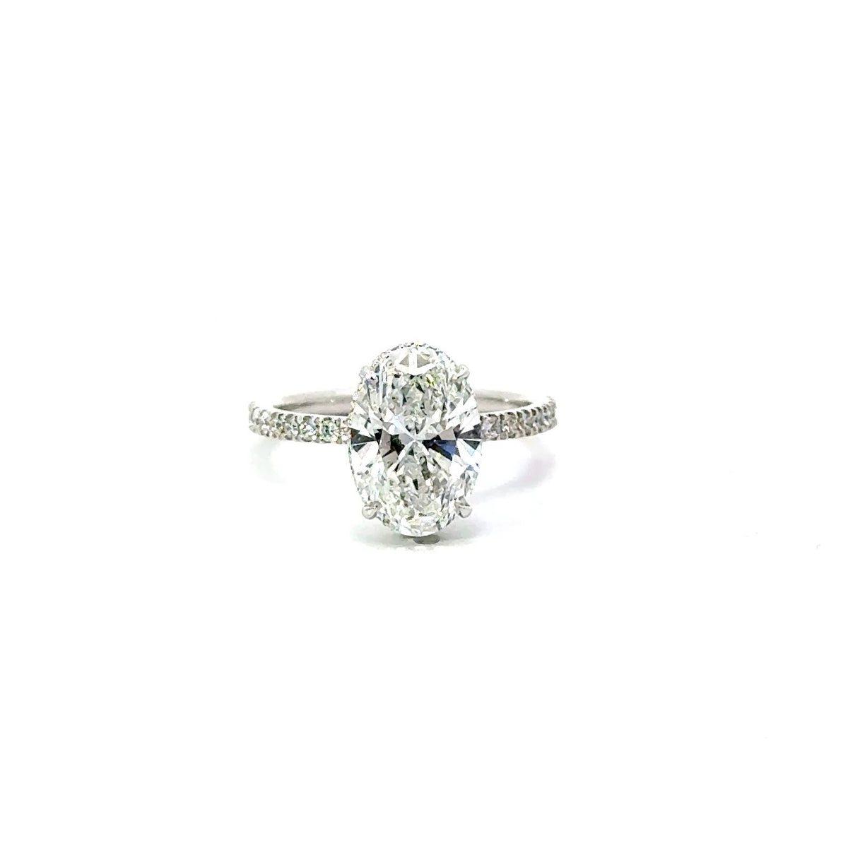 Oval Cut Lab Reverse Halo / Italian Pave Engagement Ring Design- Choice of 1.00ct / 1.50ct / 2.00ct or 2.50ct Centre Diamond