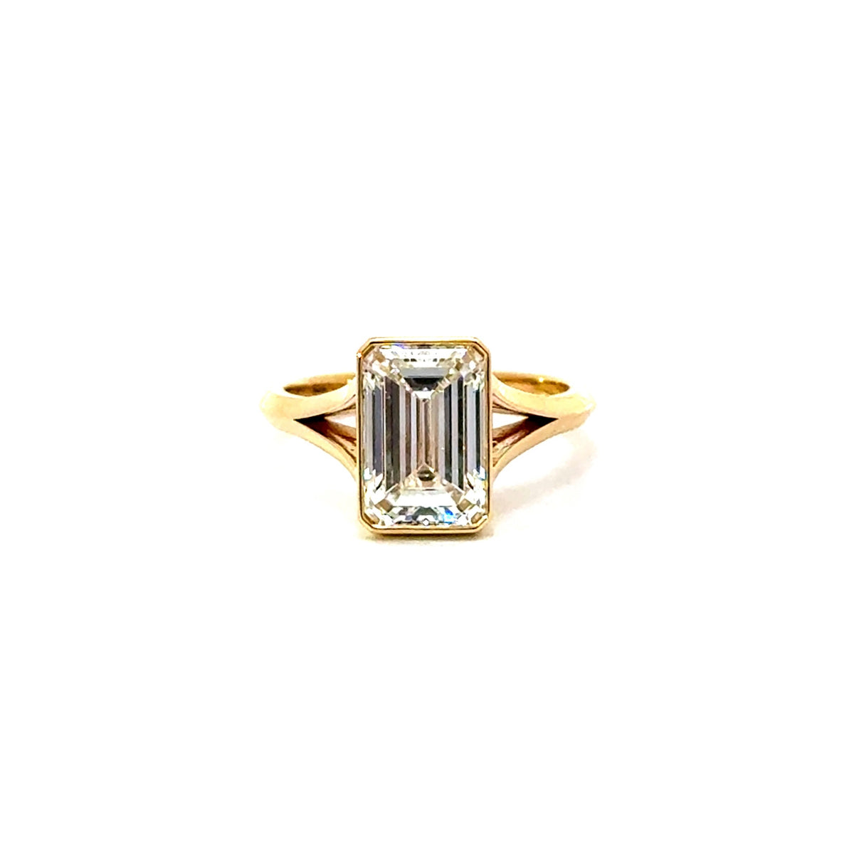 Emerald Cut Lab Diamond - Split Shank with Bezel- Choice of 1.50ct / 2.00ct /3.00ct and 3.50ct