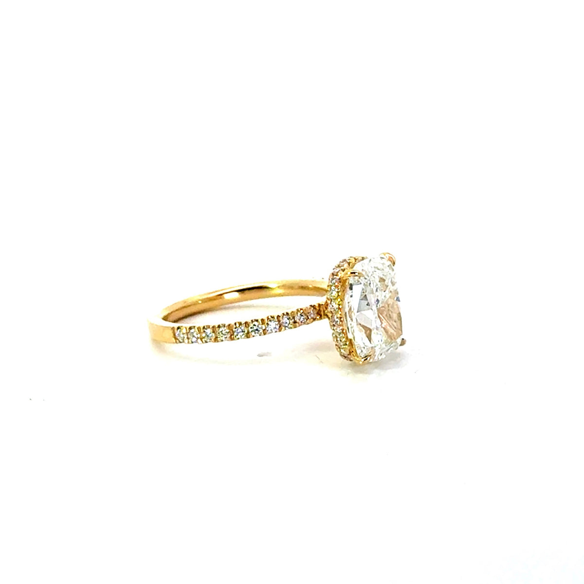 Elongated Cushion Cut Lab Diamond - Wrap-Around Reverse Halo with Italian Pave Shank- Choice of 1.50ct / 2.00ct / 2.50ct or 3.00ct