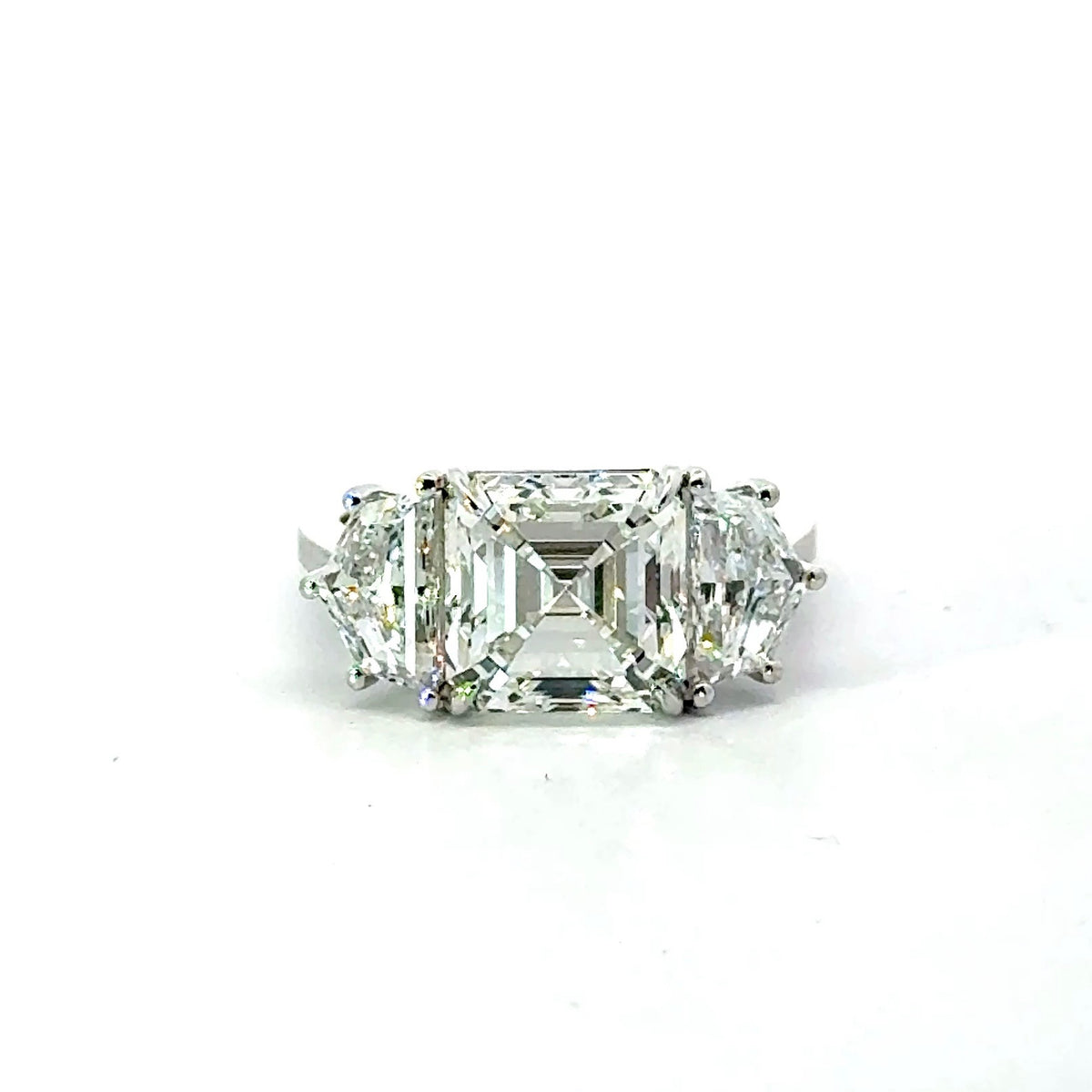Asscher Cut Lab Diamond with Cadillac Shape Side Diamond - Choice of 3.00ct / 4.00ct / 5.00ct or 5.50ct