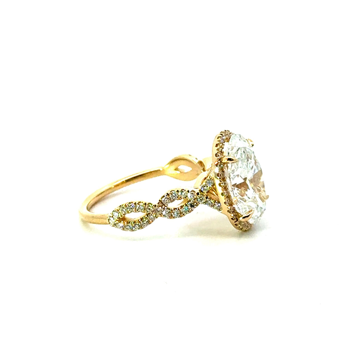 Oval Cut Lab Diamond - diamondboi Hidden Halo with Braided Diamond Shank - Choice of 2.00ct / 3.00ct / 5.00ct or 6.00ct