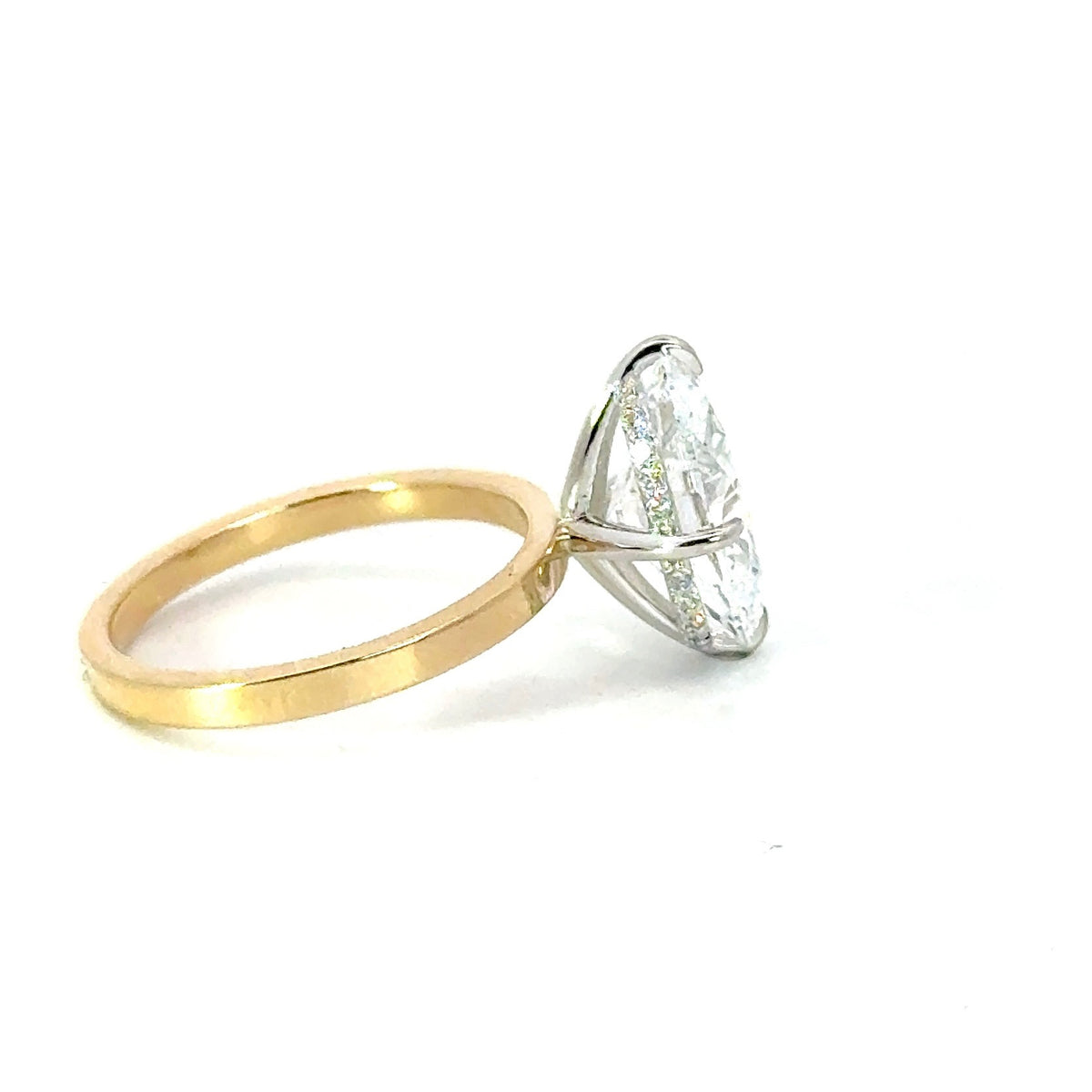 Oval Cut Lab Diamond - Rotated Prongs with a 2MM Cigar Shank and Reverse Halo - Choice of 2.00ct / 3.00ct / 4.00ct or 5.00ct