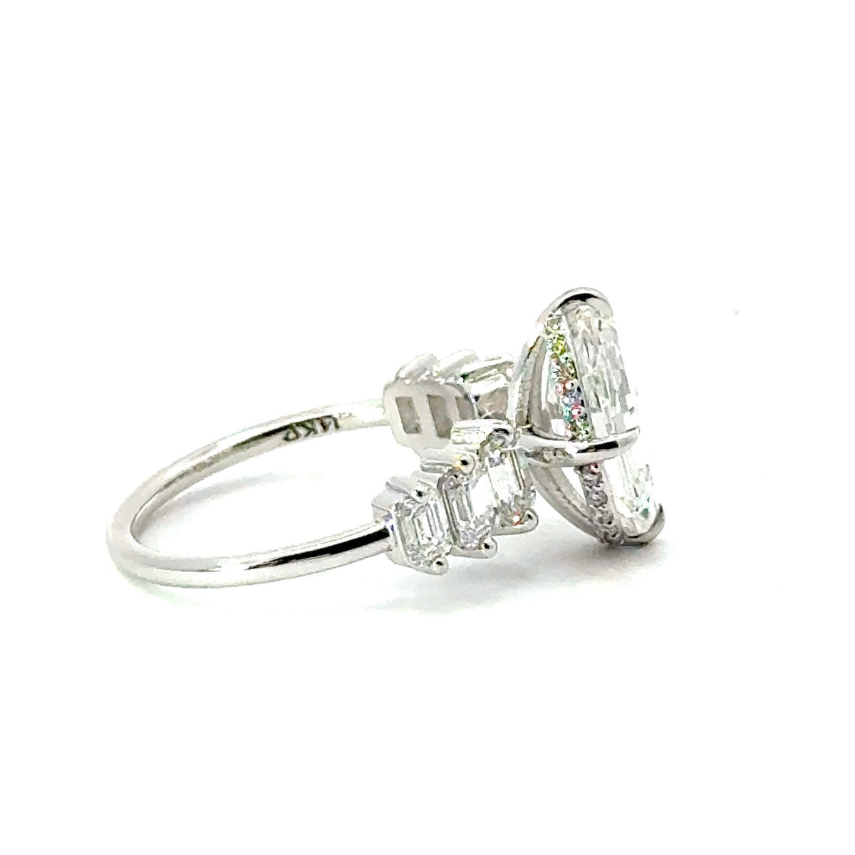 Step-Cut Oval Lab Diamond - 3-Emerald Shank with Reverse Halo- Choice of 2.00ct / 3.00ct / 4.00ct or 5.00ct