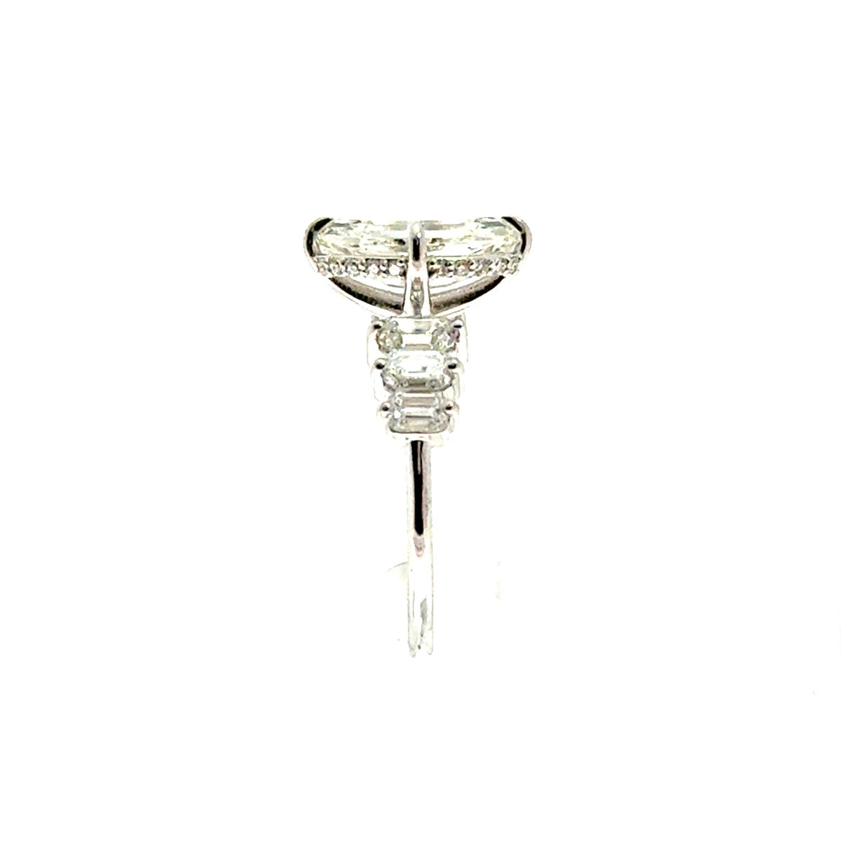 Step-Cut Oval Lab Diamond - 3-Emerald Shank with Reverse Halo- Choice of 2.00ct / 3.00ct / 4.00ct or 5.00ct