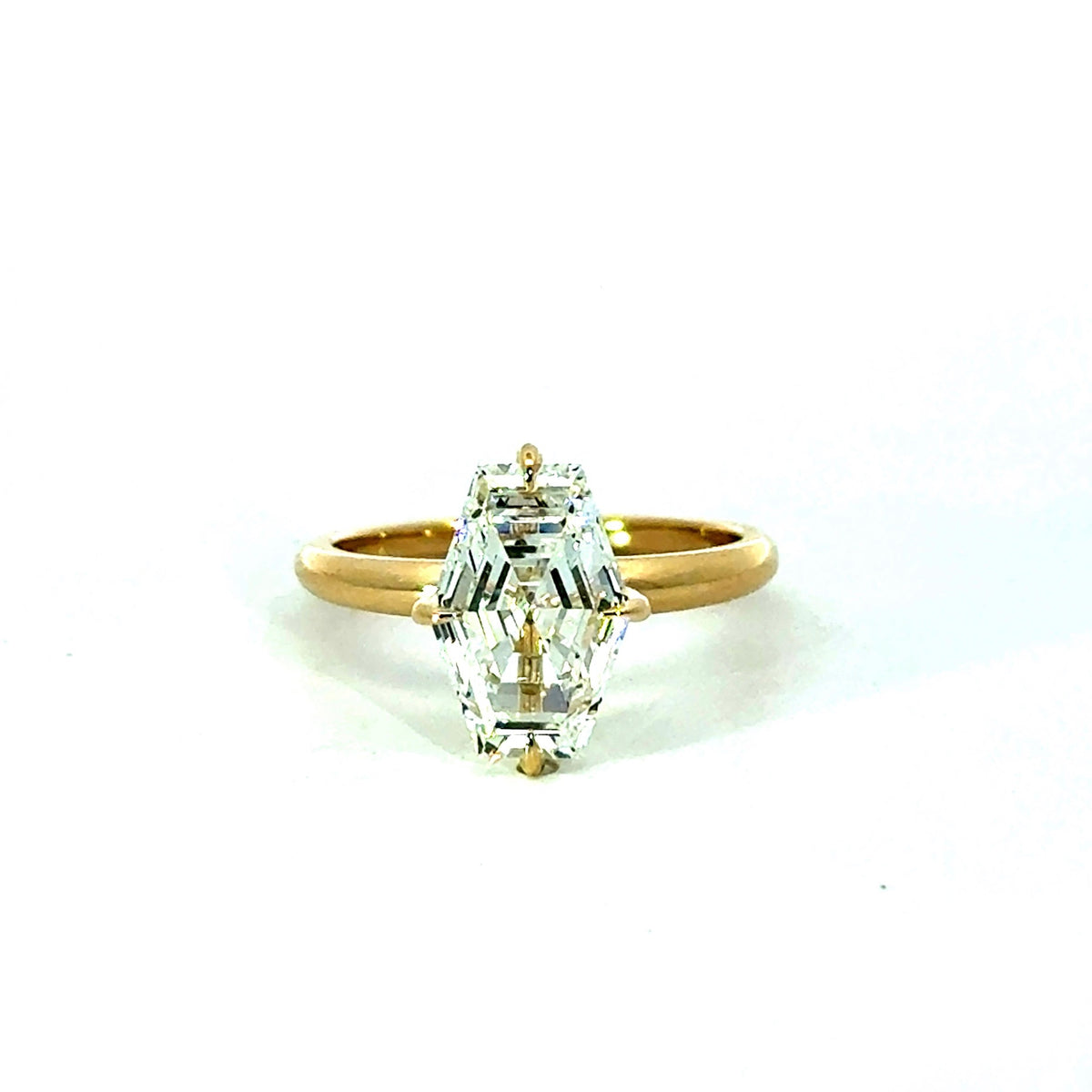Lozenge Cut Lab Diamond - 2.50MM Yellow Gold Tube Shank - Choice of 2.00ct / 3.00ct / 4.00ct or 5.00ct