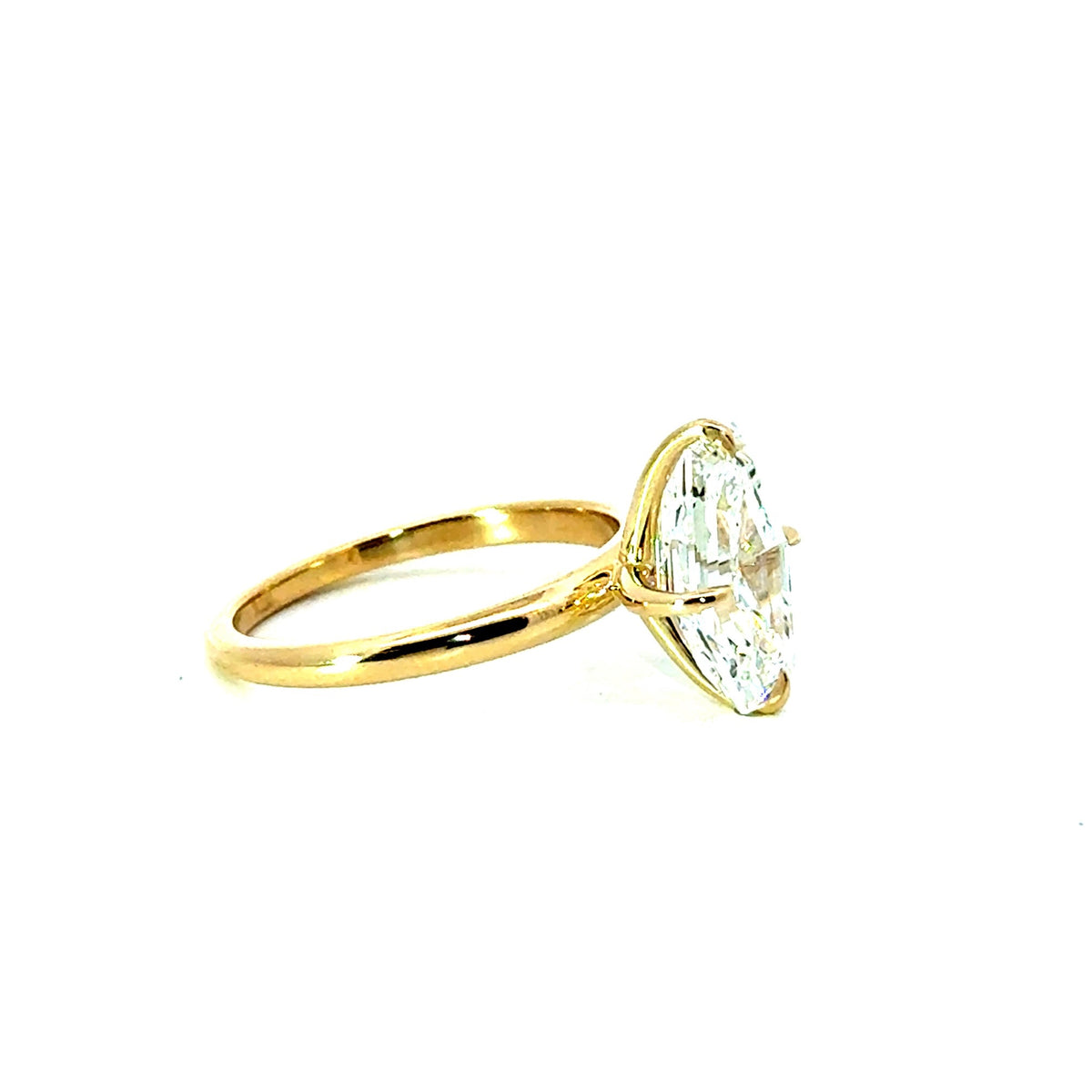 Lozenge Cut Lab Diamond - 2.50MM Yellow Gold Tube Shank - Choice of 2.00ct / 3.00ct / 4.00ct or 5.00ct