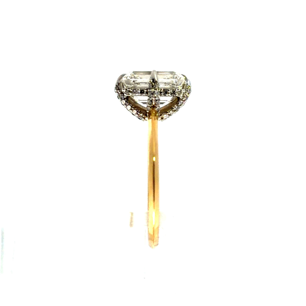 Emerald Cut Lab Diamond - 1.50MM Knife Edge Design with Diamond Encrusted Prongs and Reverse Halo - Choice of 2.00ct / 3.00ct /4.00ct and 5.00ct (Copy) (Copy)