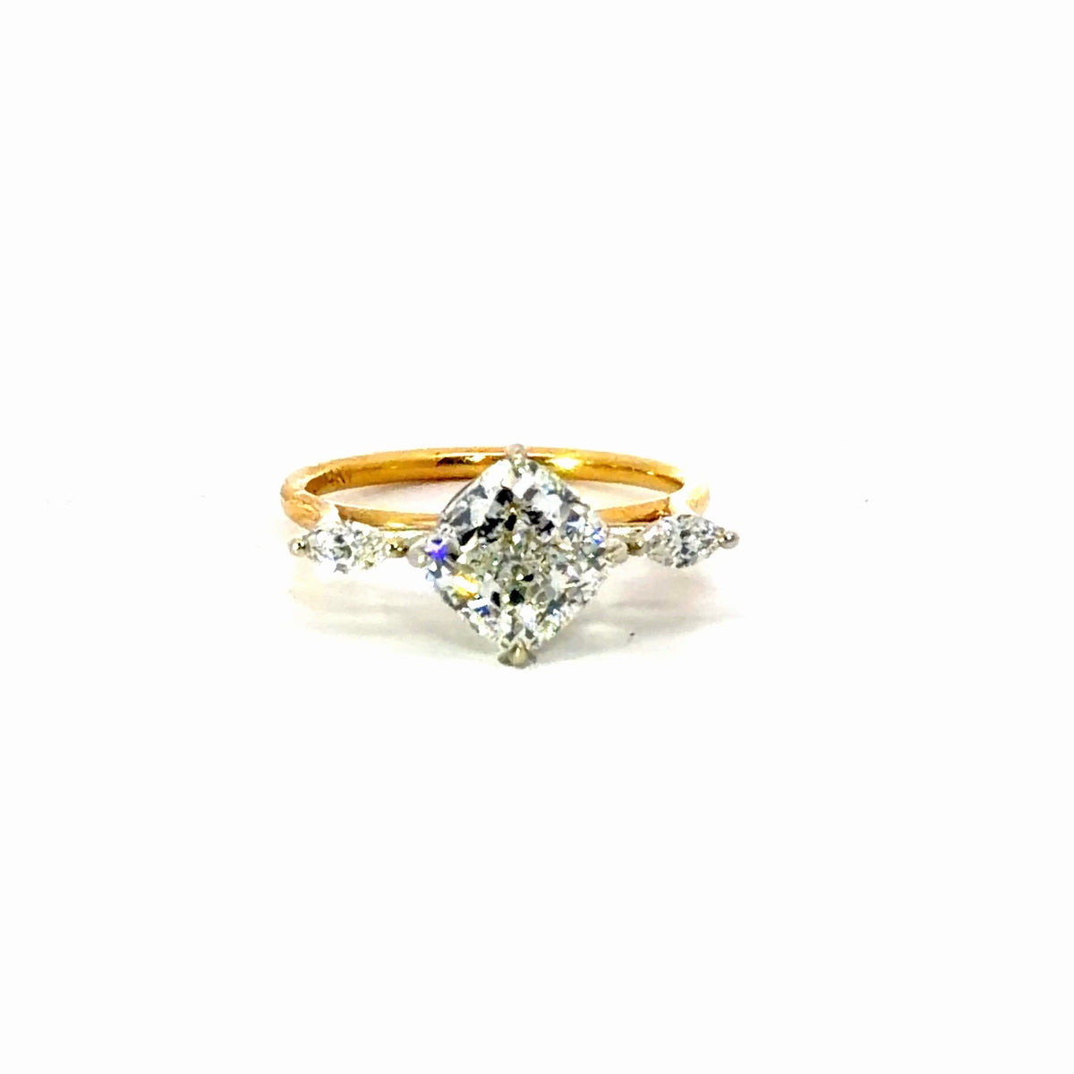 Square Cushion Cut Lab Diamond - Marquise Side Diamonds - Available in 2.00ct - 5.00ct