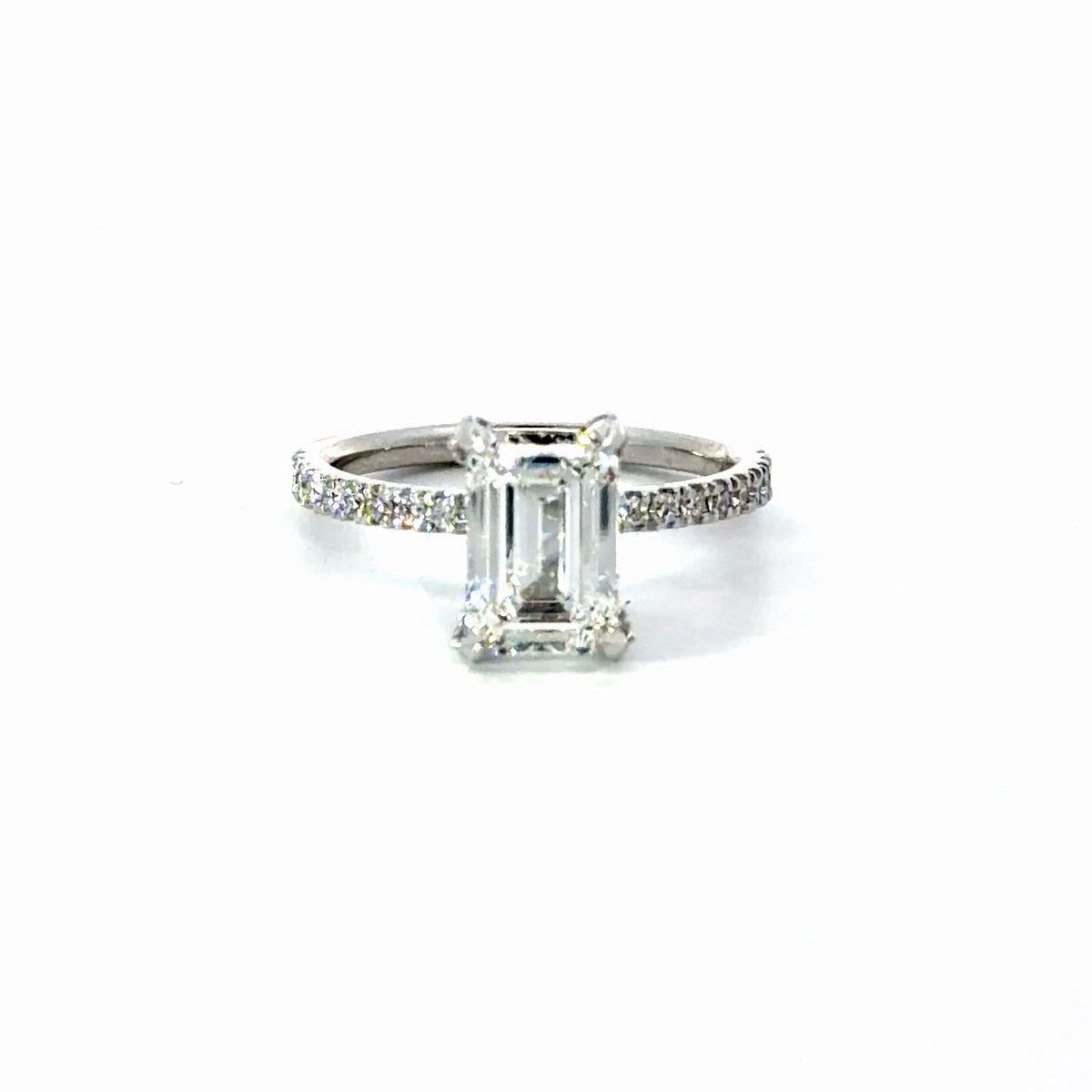 Emerald Cut Lab Diamond- Diamond Encrusted Prongs - Available in 2.00ct - 5.00ct