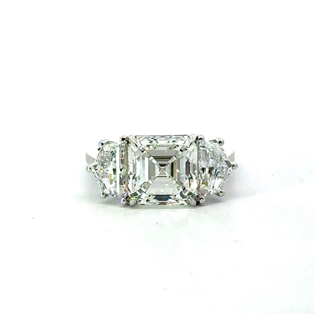 Asscher Cut Lab Diamond with Cadillac Shape Side Diamond - Choice of 3.00ct / 4.00ct / 5.00ct or 5.50ct - Lab