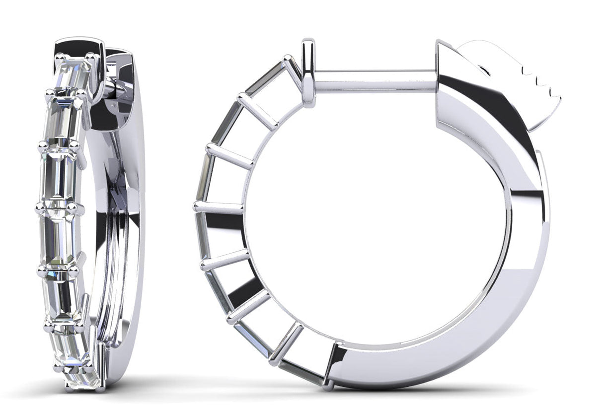 Baguette Cut Huggie Diamond Hoops – view 2 of 3