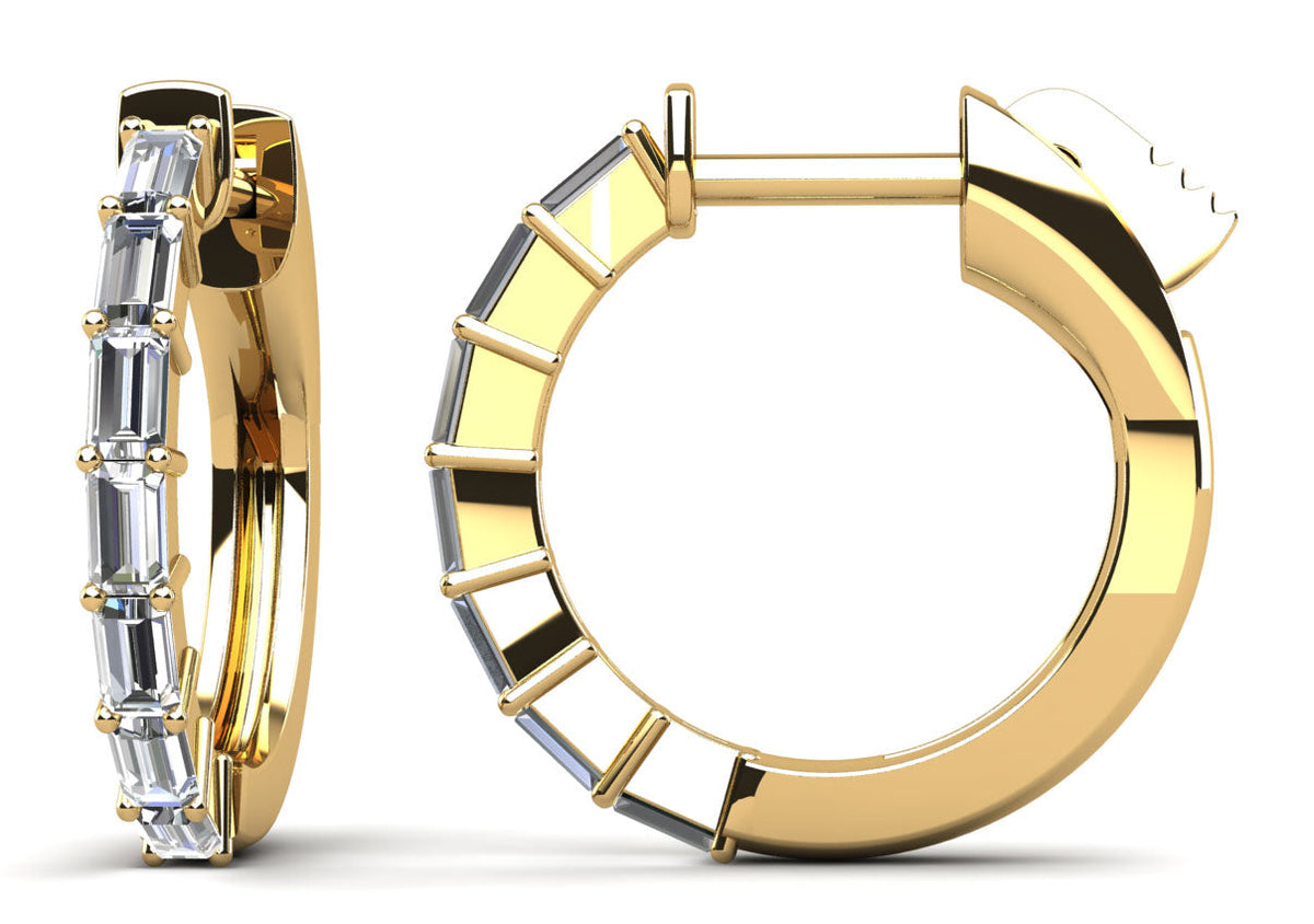 Baguette Cut Huggie Diamond Hoops – view 3 of 3