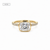 Bezel Elongated Cushion Cut Lab Diamond | Italian Pave Shank | 1/2 Eternity | 1.00ct to 7.00ct - Engagement Ring