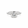 Bezel Elongated Cushion Cut Lab Diamond | Italian Pave Shank | 1/2 Eternity | 1.00ct to 7.00ct - Engagement Ring