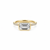 Bezel Emerald Cut Lab Diamond | Italian Pave Shank | 1/2 Eternity | 1.00ct to 7.00ct - Engagement Ring