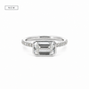 Bezel Emerald Cut Lab Diamond | Italian Pave Shank | 1/2 Eternity | 1.00ct to 7.00ct - Engagement Ring