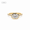 Bezel Oval Cut Lab Diamond | Italian Pave Shank | 1/2 Eternity | 1.00ct to 7.00ct - Engagement Ring
