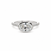 Bezel Oval Cut Lab Diamond | Italian Pave Shank | 1/2 Eternity | 1.00ct to 7.00ct - Engagement Ring