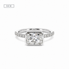 Bezel Radiant Cut Lab Diamond | Italian Pave Shank | 1/2 Eternity | 1.00ct to 7.00ct - Engagement Ring