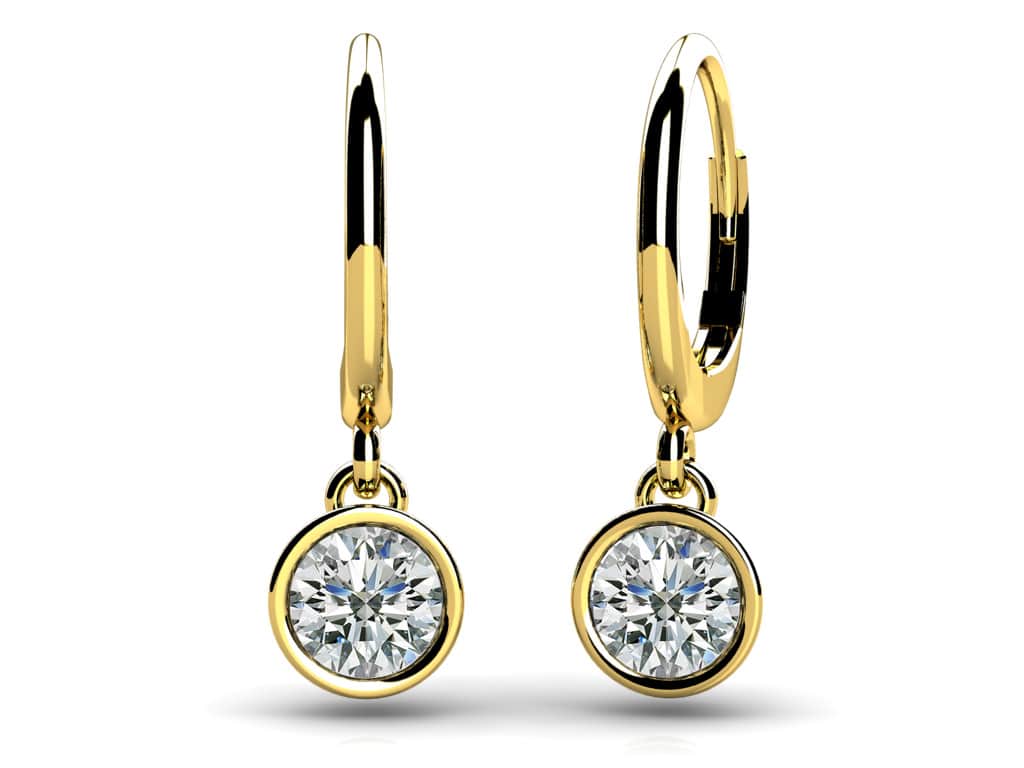 Lab Diamond Bezel Set Prong Diamond Drop Earrings- Choice of White Gold or Yellow Gold -.24ct to 2.00ct Total Weight