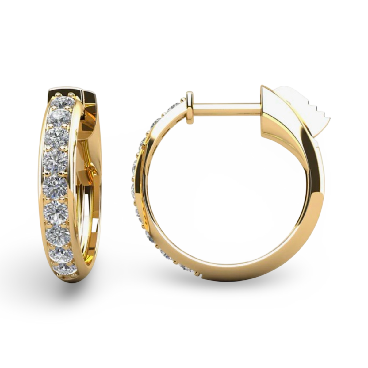 Brilliant Cut Huggie Diamond Hoops - Choice of Yellow or White Gold -.45ct TW - Lab or Natural Diamond Earrings