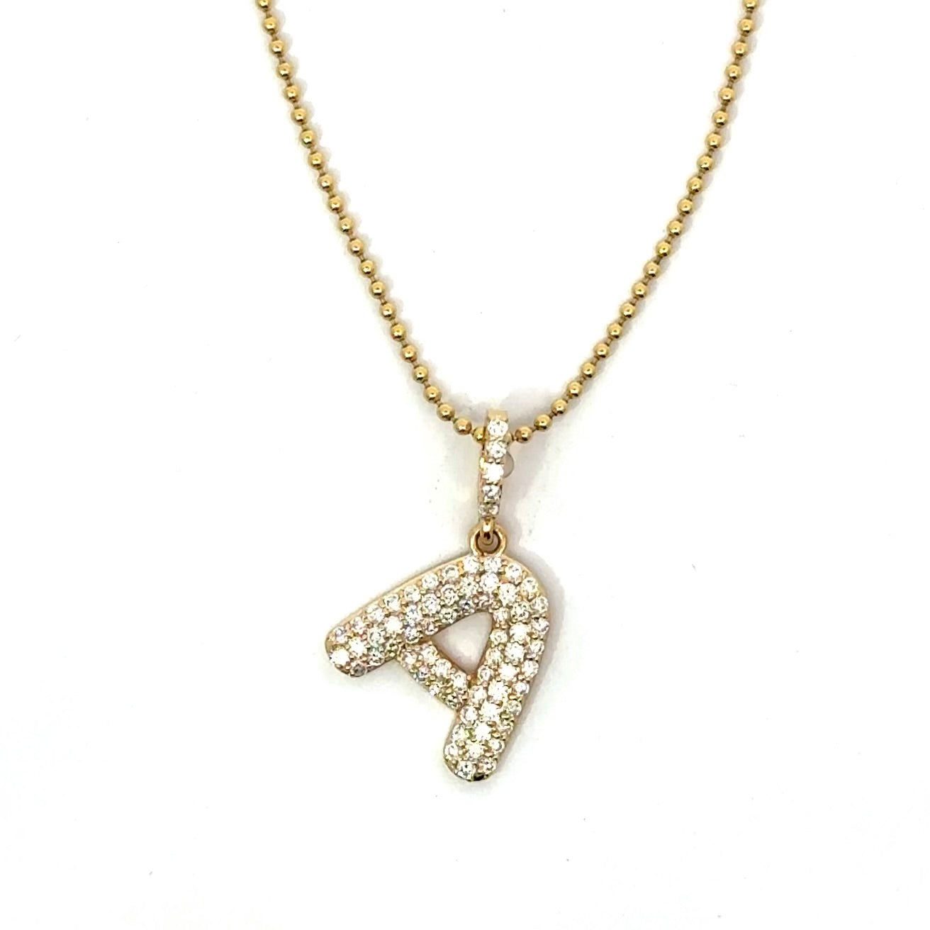 Bubble Initial Diamond Pendant- Choice of White Gold / Yellow Gold or Rose Gold - Natural Diamonds - Lab Natural
