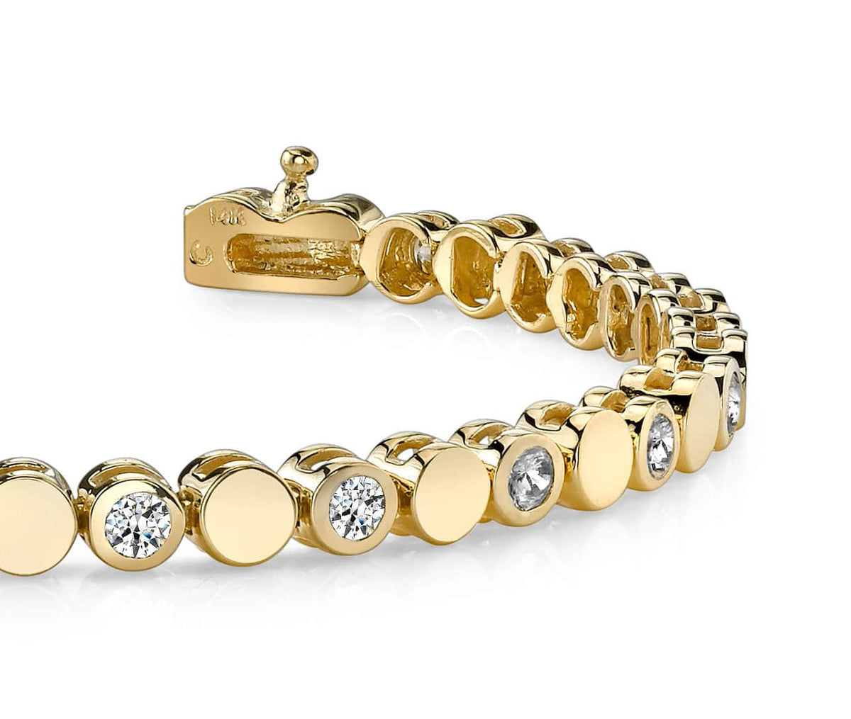 Classic Circle and Diamond Alternatting Tennis Bracelet - Available in.96ct - Lab or Natural Bracelet