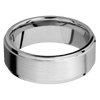 Cobalt Chrome + Satin Polish Finish + 14K White Gold - 8 mm wide Flat Grooved Edges Cobalt Chrome band featuring a 14K