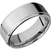 Cobalt Chrome + Satin Polish Finish + 14K White Gold - 8 mm wide Flat Grooved Edges Cobalt Chrome band featuring a 14K