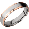 Cobalt Chrome + Satin Polish Finish - 5 mm wide/Flat Grooved Edges/Cobalt Chrome band with two 1 mm Edge inlays of 14K
