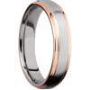 Cobalt Chrome + Satin Polish Finish - 5 mm wide/Flat Grooved Edges/Cobalt Chrome band with two 1 mm Edge inlays of 14K