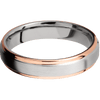 Cobalt Chrome + Satin Polish Finish - 5 mm wide/Flat Grooved Edges/Cobalt Chrome band with two 1 mm Edge inlays of 14K